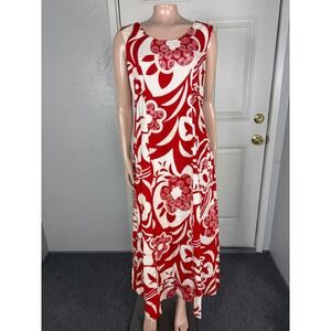 Vintage 70s 60s Holo Holo Women's Dress Cotton Hawaiian Barkcloth Floral maxi N1